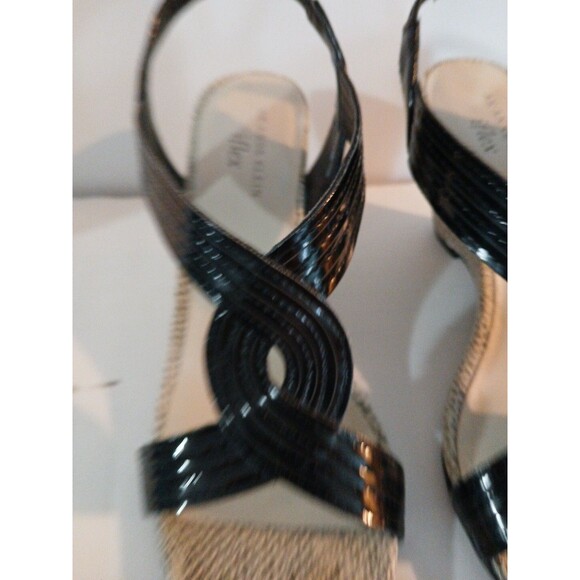 Anne Klein Iflex Black Faux Snake Skin Wedge Pump Womens 8.5 M Open Toe Pretty - Picture 12 of 16